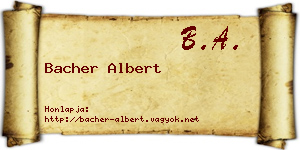 Bacher Albert névjegykártya