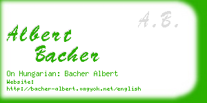 albert bacher business card